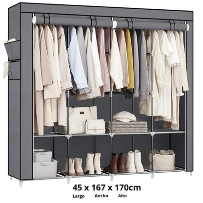 Armario Ropero de Tela con Cremallera y Estantes